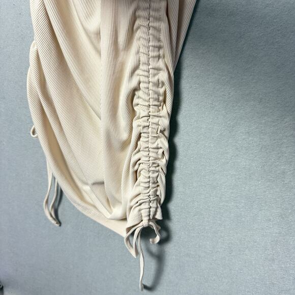 Romwe Beige Dress Sleeveless Adjustable String Ruched Sides Size M - Picture 4 of 9